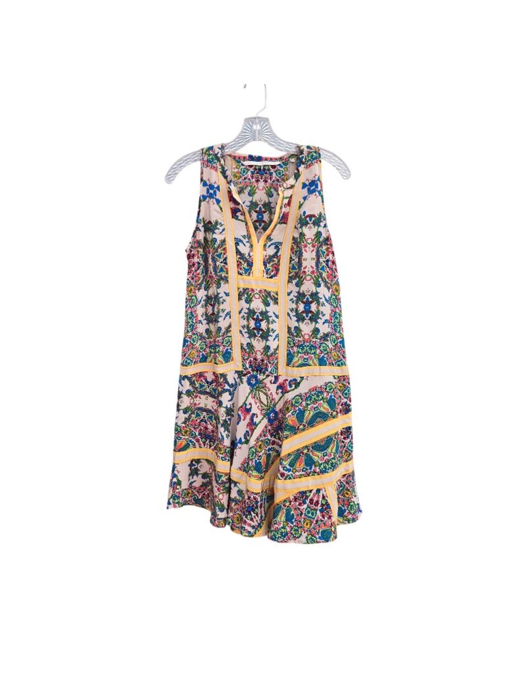 Twelfth Street Cynthia Vincent 100% Silk Paisley Print Dress Ivory Yellow Women'